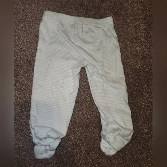 ๐3/$10 Child of Mine by Carter's Green Striped Pants With Feet 0-3 Months - Picture 8 of 8